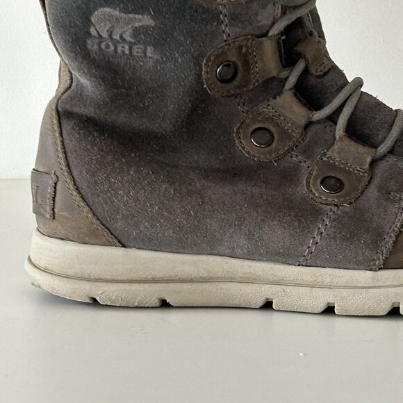 Sorel Explorer Joan Boots Size 7 US Gray Suede Faux Fur Insulated Winter - Picture 3 of 8